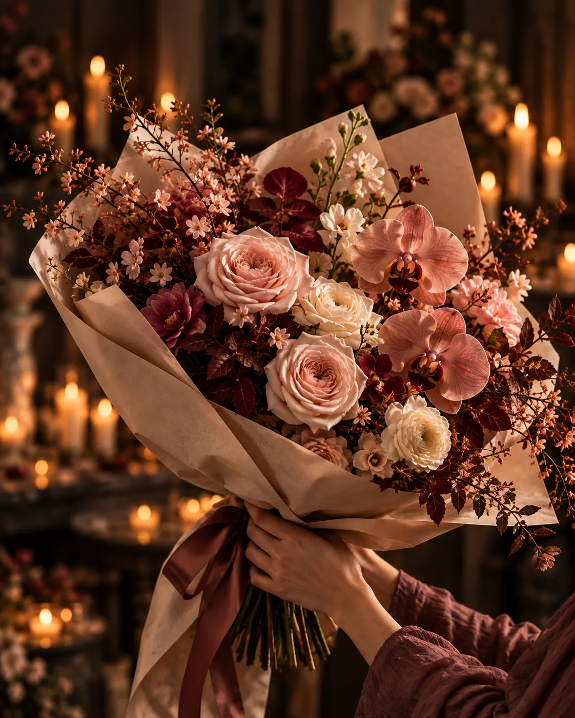 Florist handing off a wrapped luxury bouquet for same-day flower delivery in NoMa, Washington DC
