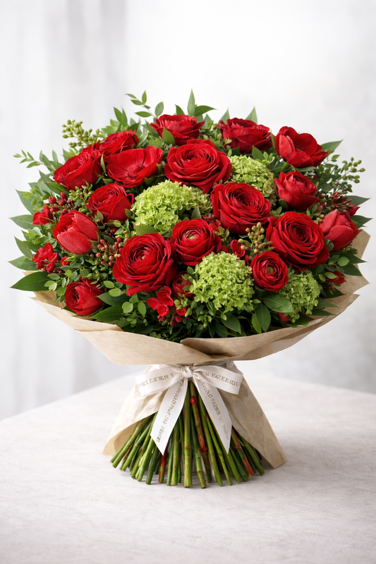 Embassy Row Rouge Botanique - luxury floral arrangement for delivery in Washington DC | Tempo Lazer Flowers Studio, Washington DC florist
