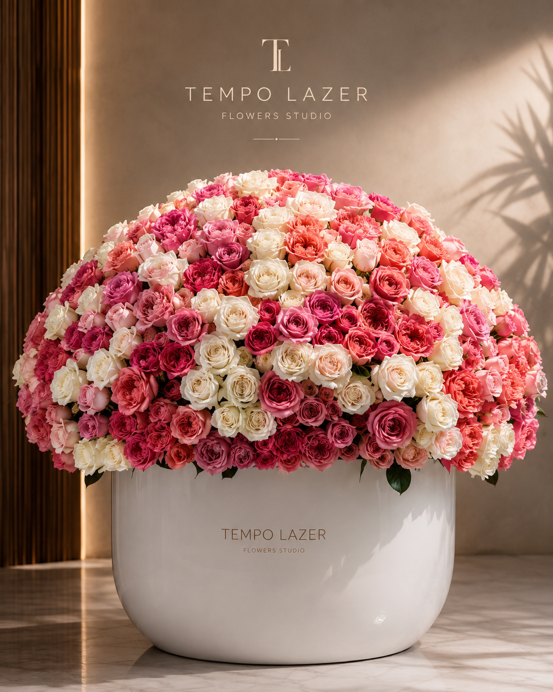 Shop 500 Luxury Roses — Grand Rose Basket, a premium Arrangement from Tempo Lazer Flowers Studio.