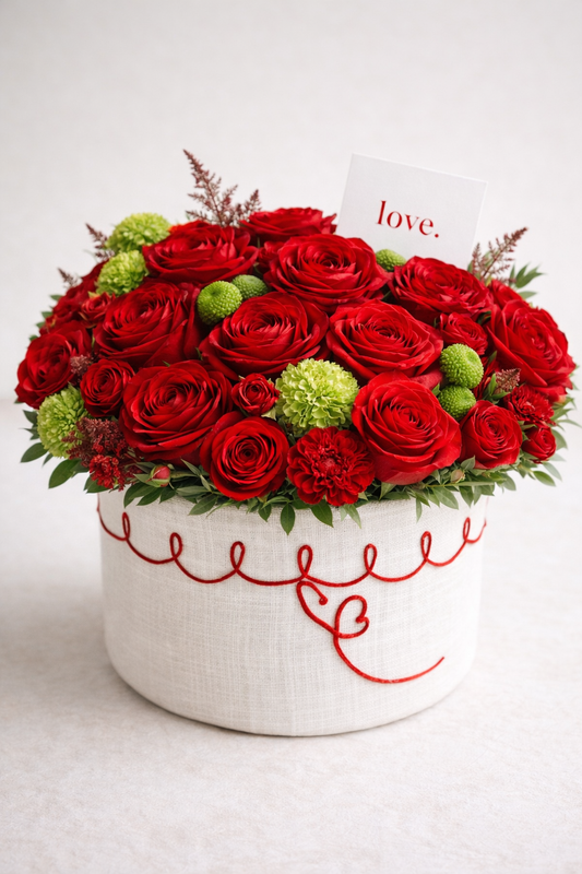 Red Line of Love - luxury floral arrangement for delivery in Washington DC | Tempo Lazer Flowers Studio, Washington DC florist