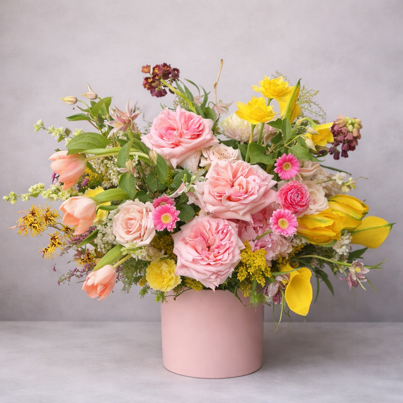 Logan Circle Blush Garden - luxury floral arrangement for delivery in Washington DC | Tempo Lazer Flowers Studio, Washington DC florist