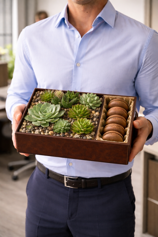 Evergreen Desk Garden - luxury floral arrangement for delivery in Washington DC | Tempo Lazer Flowers Studio, Washington DC florist