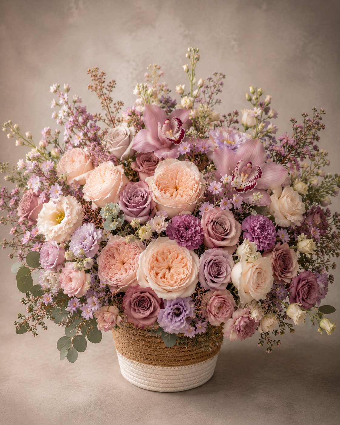 Lavender Blush Garden Basket Arrangement