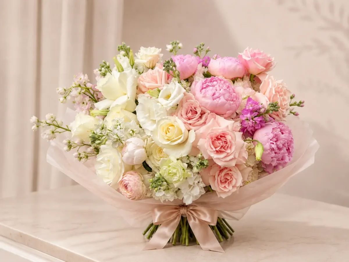 Georgetown Blush & Ivory - luxury floral arrangement for delivery in Washington DC | Tempo Lazer Flowers Studio, Washington DC florist