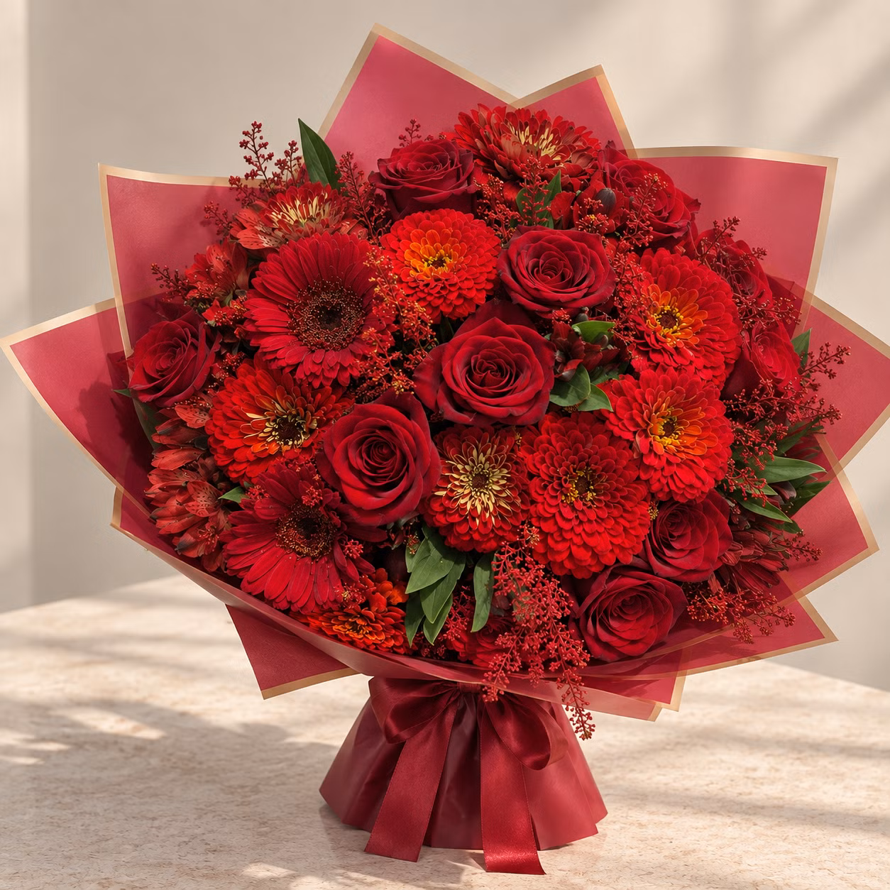 Georgetown Rouge Privé deep red bouquet for an evening dinner party in Georgetown, Washington DC