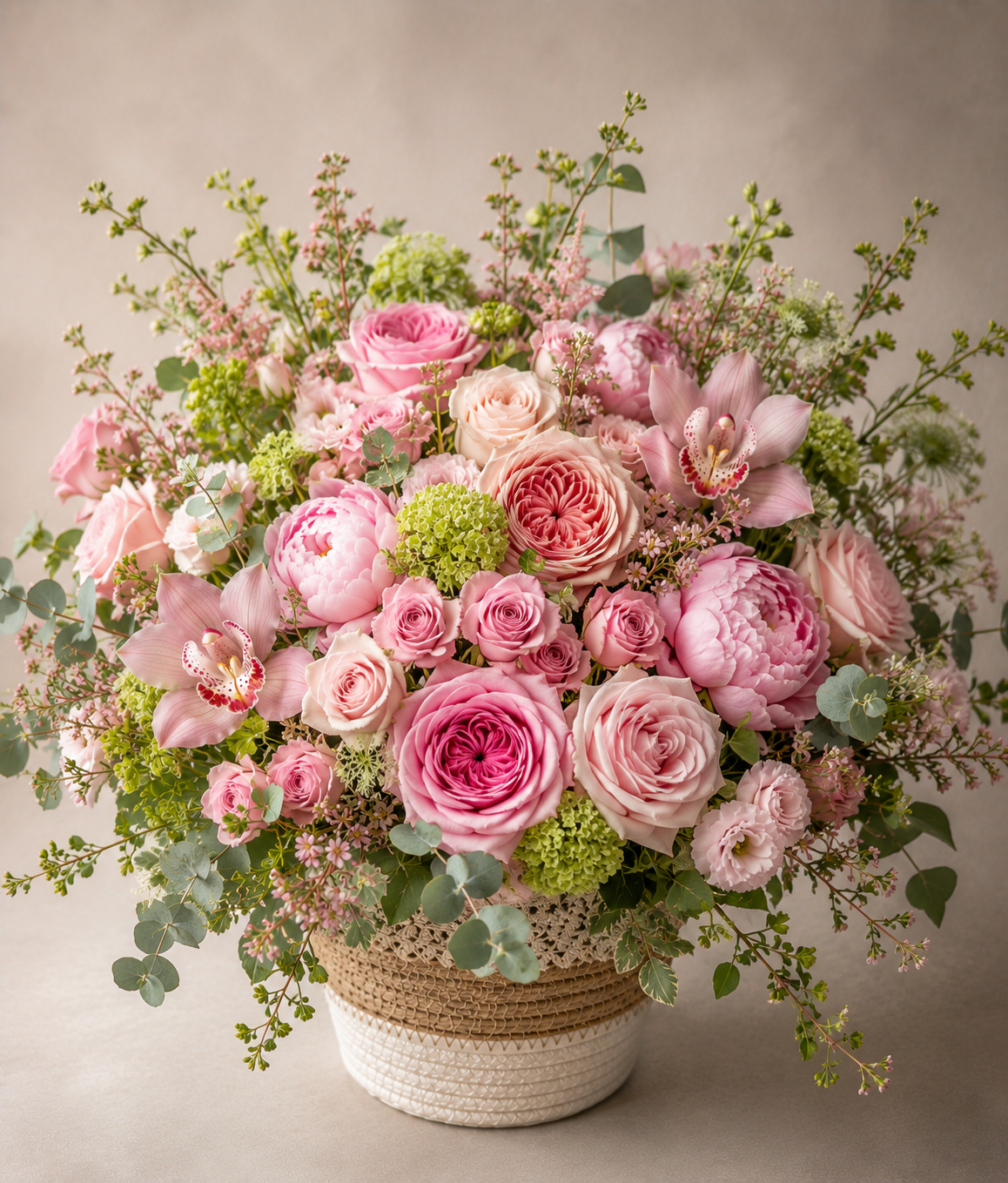 Pink Garden Luxe Basket Arrangement