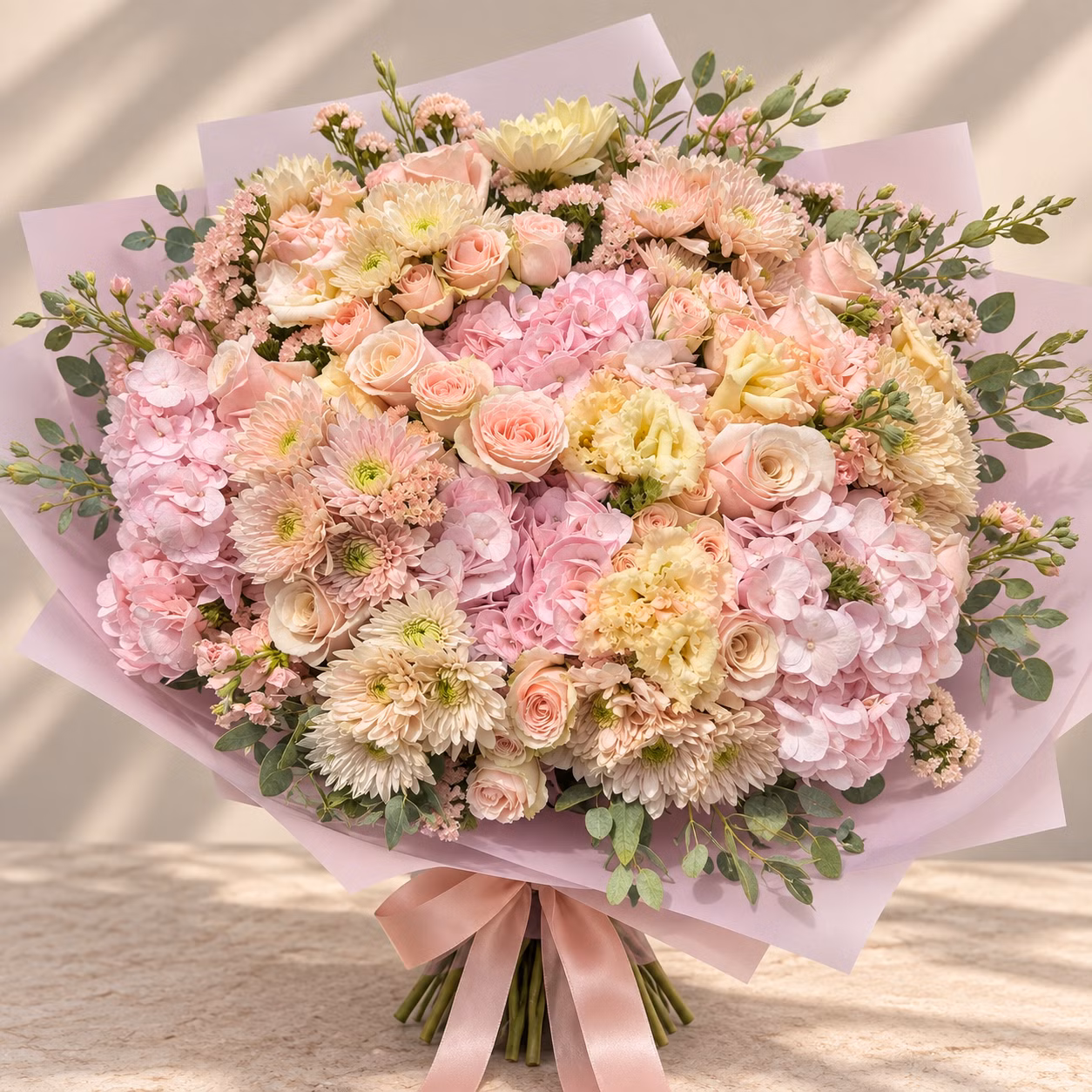Bethesda Pink Cloud – Luxury Blush Bouquet by Tempo Lazer Flowers