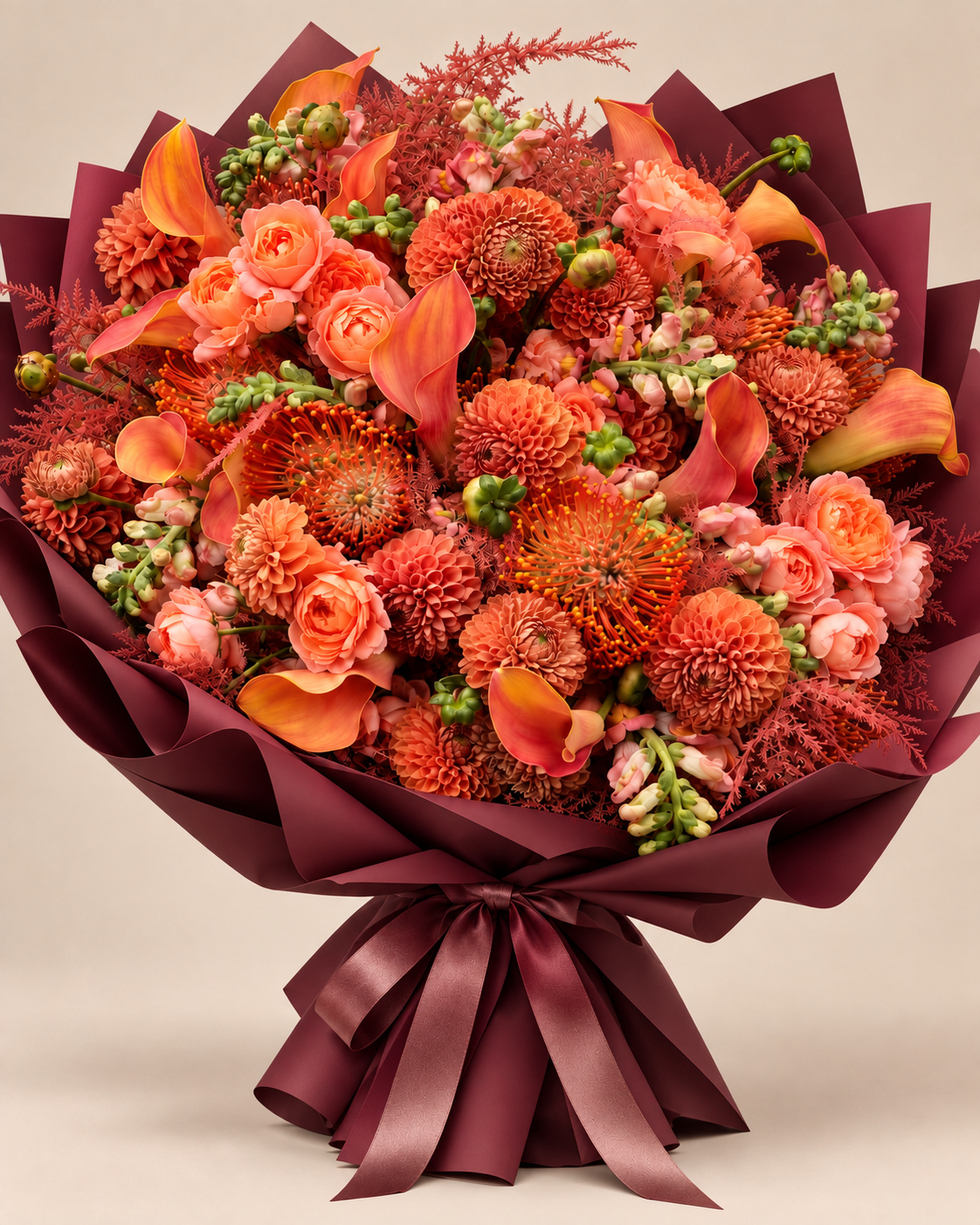Shop Spiced Apricot — Luxury Fall Flower Bouquet, a premium Bouquet from Tempo Lazer Flowers Studio.
