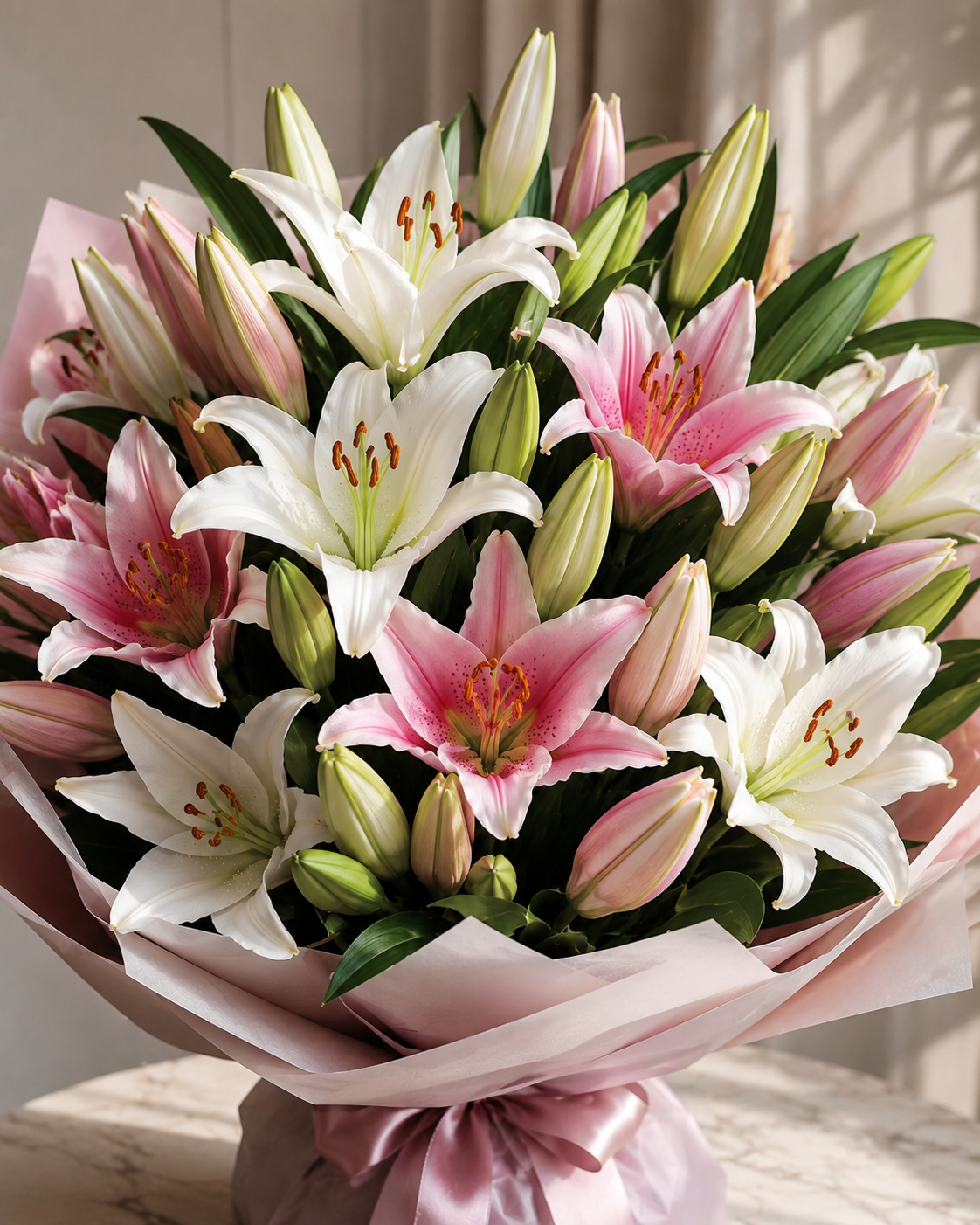 Pink & White Lily Bouquet - Shop Pink & White Lily Bouquet, a premium Bouquet from Tempo Lazer Flowers Studio. | Tempo Lazer Flowers Studio, Washington DC florist