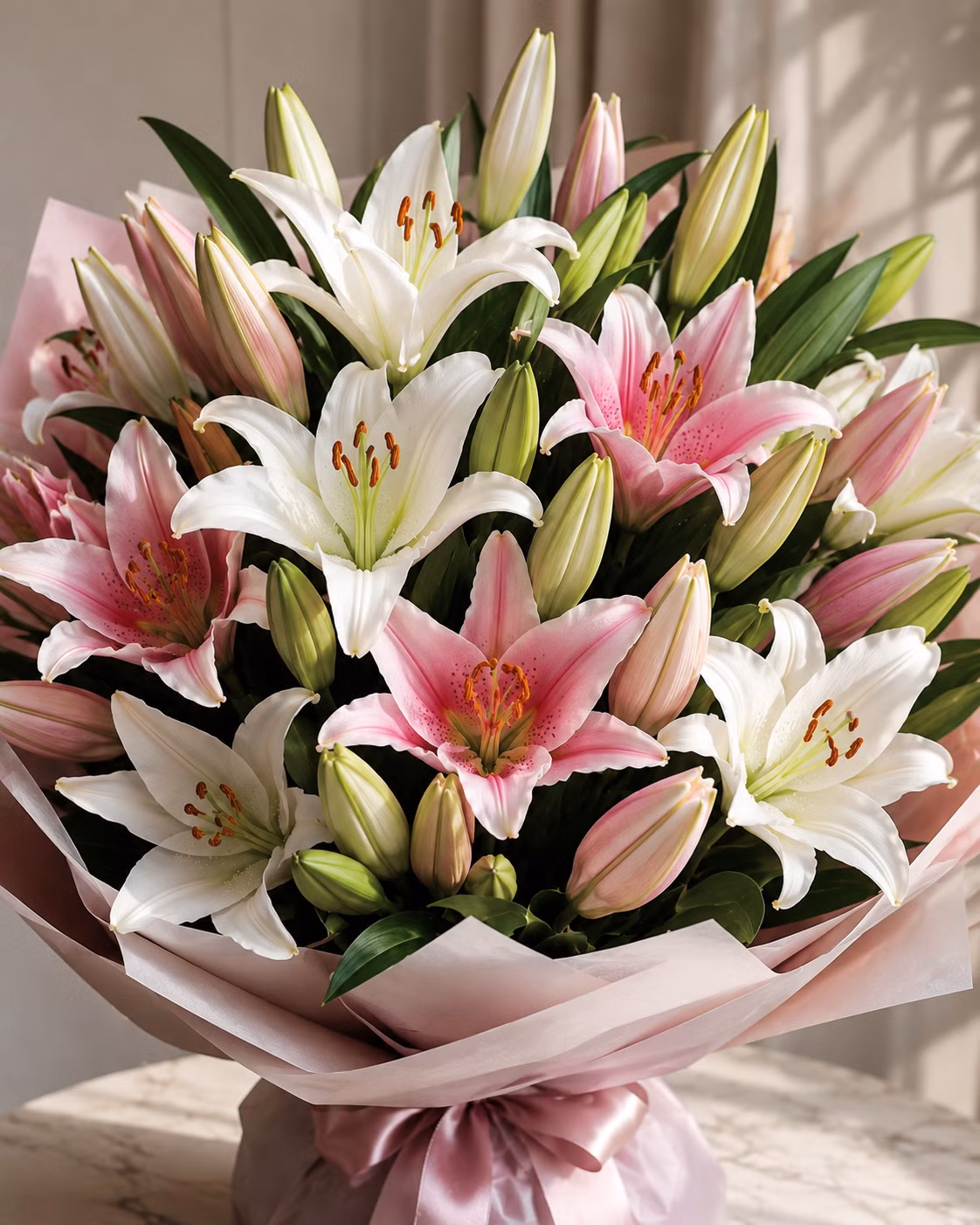 Pink & White Lily Bouquet - Shop Pink & White Lily Bouquet, a premium Bouquet from Tempo Lazer Flowers Studio. | Tempo Lazer Flowers Studio, Washington DC florist